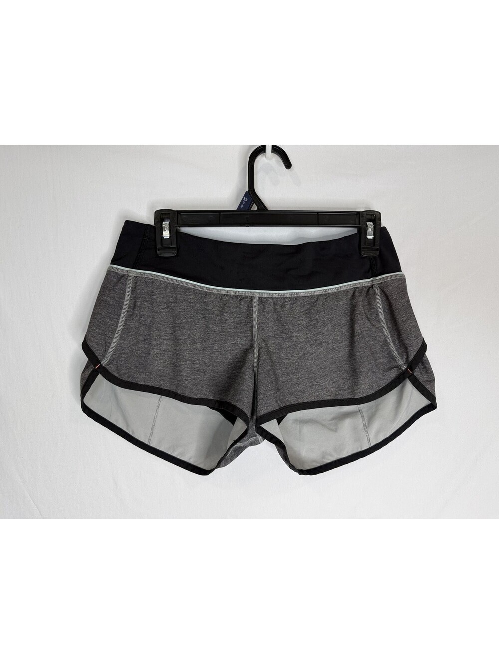 Lululemon Run Speed Shorts Gray Black Lined Running No Size Tag Coral Zip